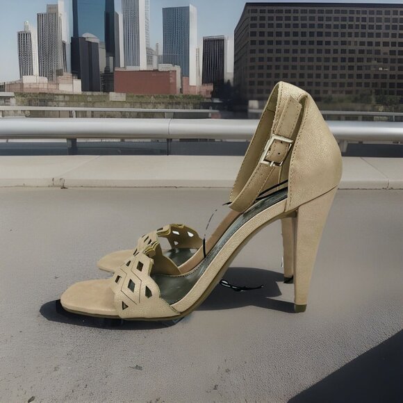 Worthington Shoes Womens Size 7 Rose Metalic High Heels Stiletto Ankle Strap - Picture 2 of 10